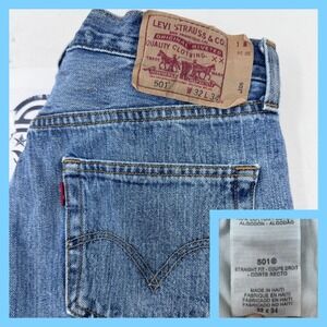 Levi Strauss 501 Mens‎ Straight Fit Button Fly Jeans W32 L34 Blue Denim
